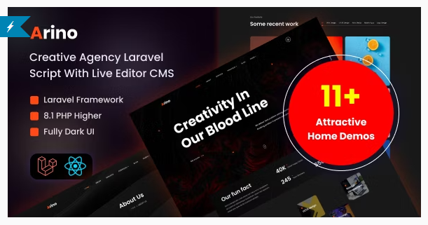 Arino - Creative Agency Laravel Script With Live Editor CMS