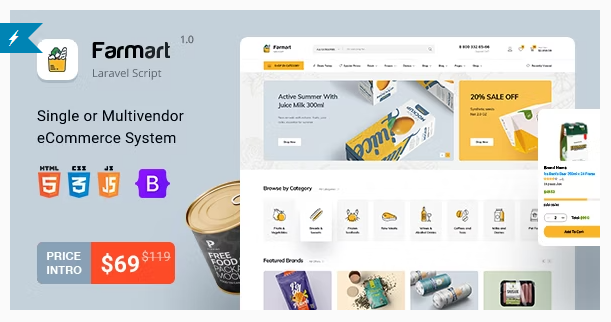 Farmart - Single or Multivendor Laravel eCommerce System